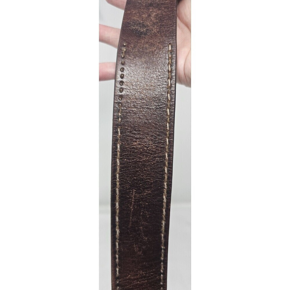 American Eagle Brown Leather Mens Belt Eagle Size 32 Y2k Classic Stitched - Picture 3 of 14